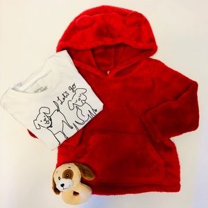 🐶 ❤️ Sherpa red sweater & white puppy t- shirt